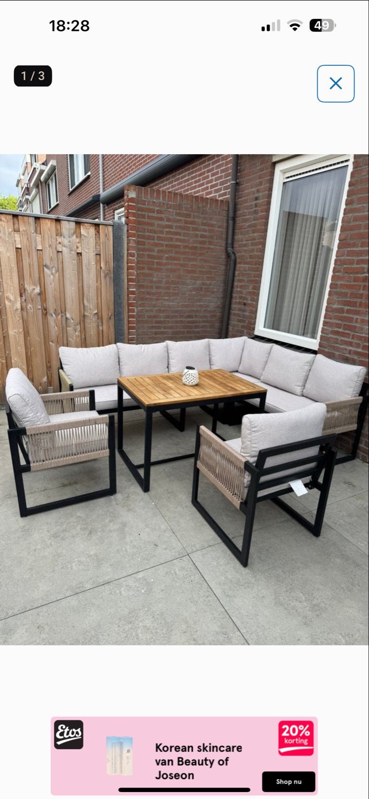 High dining Loungeset, met Eettafel en Stoelen, Ophalen, Bank, Aluminium, Zo goed als nieuw