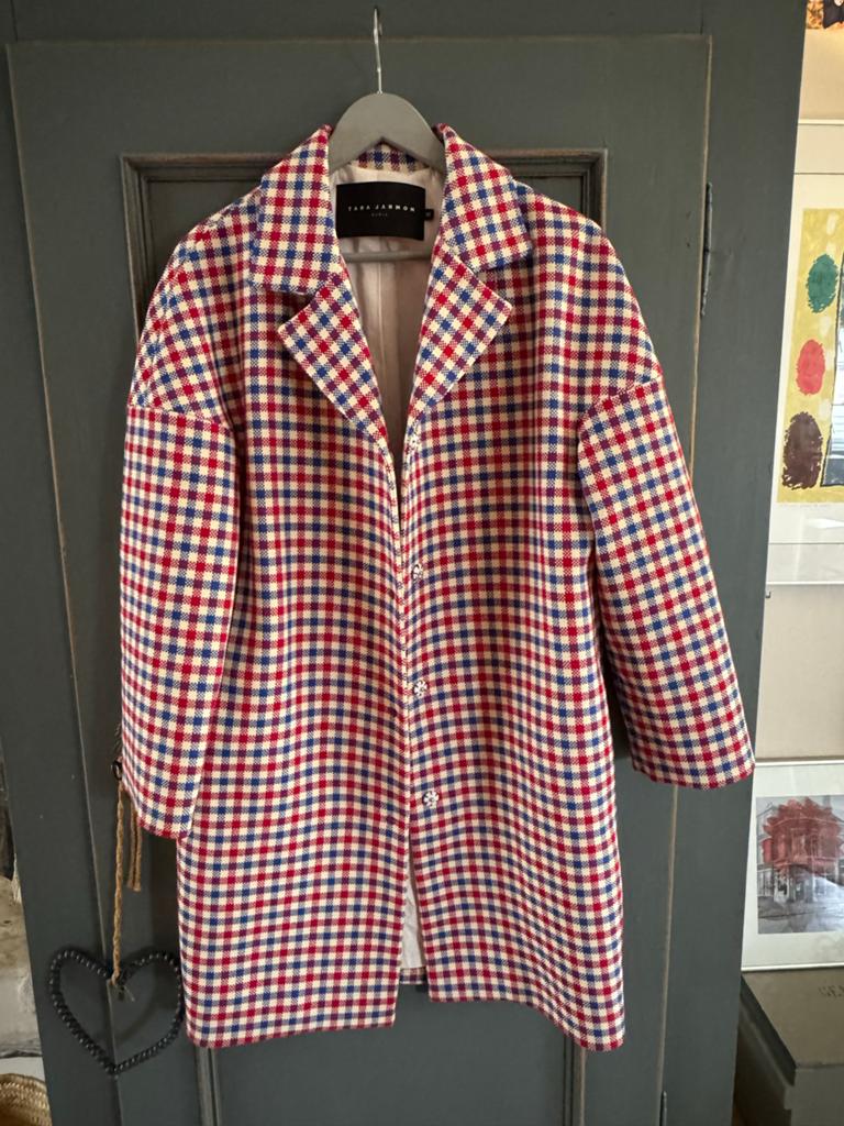 Tara Jarmon Geruite Jas - Rood, Blauw & Wit, Kleding | Dames, Ophalen of Verzenden, Zo goed als nieuw, Maat 38/40 (M), Overige kleuren