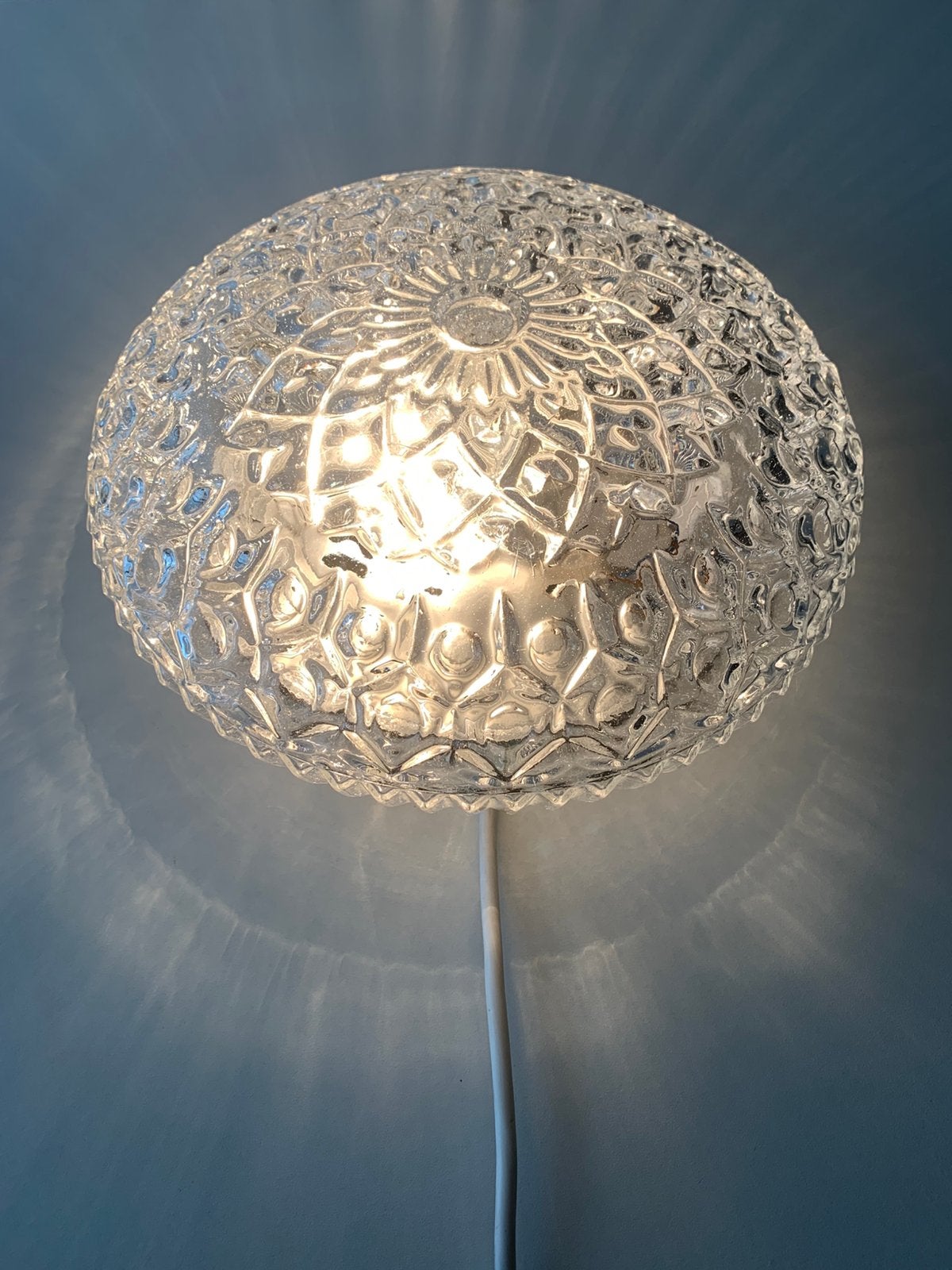 Ceiling lamp glass 70s silence of the lamps, Gebruikt, Vintage, Plafondlamp, Glas
