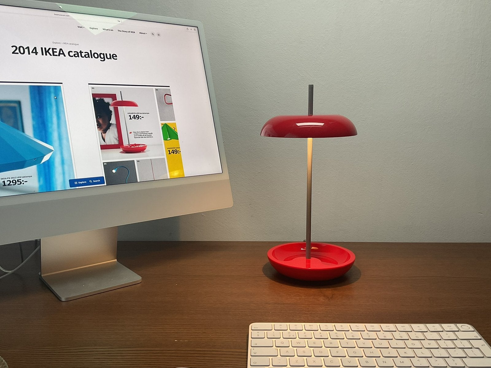Ikea Lekaryd Bureaulamp Rood, Overige fittingen, Ophalen of Verzenden, Zo goed als nieuw, Rood