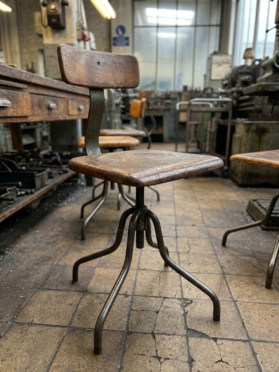 Antieke Werkplaatskrukken met Patina - Set van 6, Ophalen
