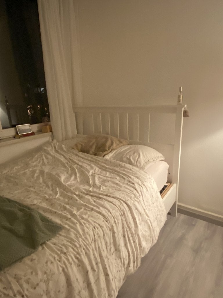 Bed + mattress IKEA HEMNES, Ophalen, Gebruikt, Eenpersoons, Wit