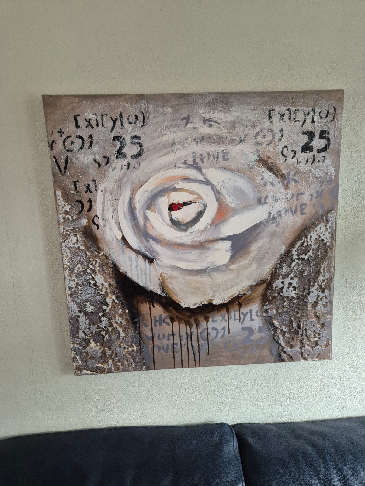 Mooi schilderij met roos, Huis en Inrichting, Ophalen, Zo goed als nieuw, 75 tot 100 cm, Schilderij