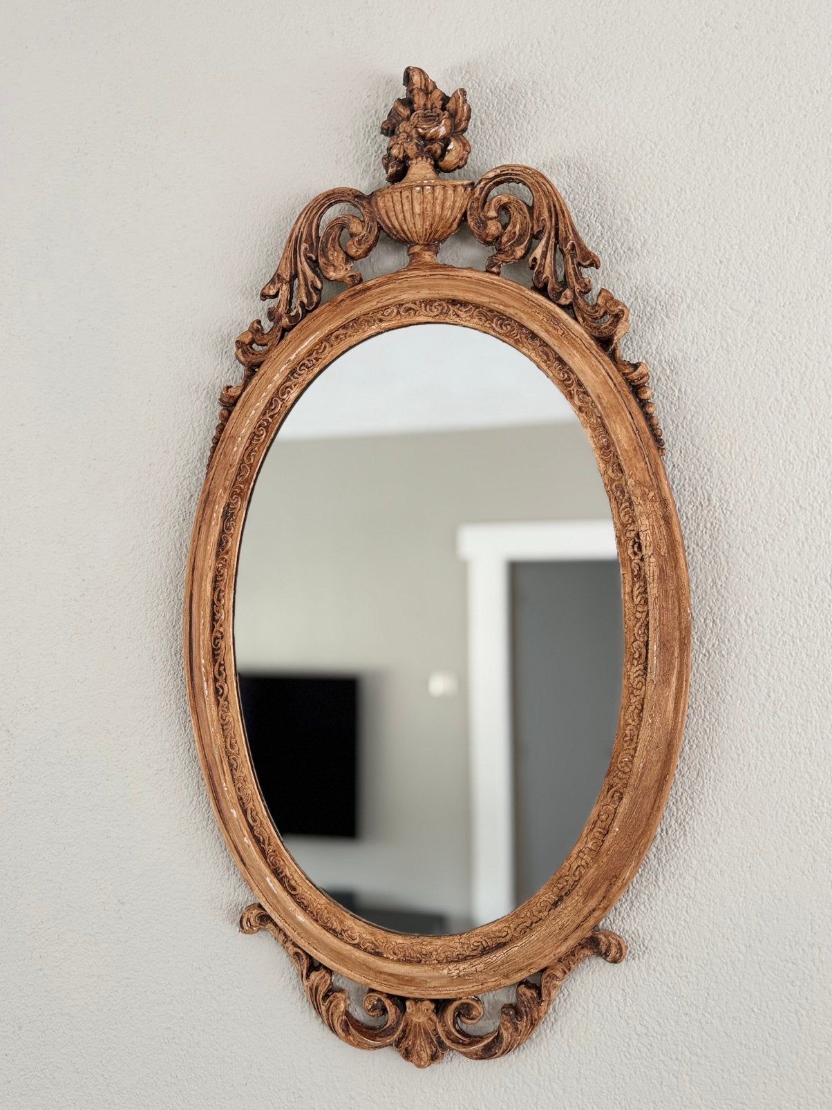 Prachtige Vintage Italiaanse Spiegel – Made in Italy, Ophalen, Ovaal, Minder dan 50 cm