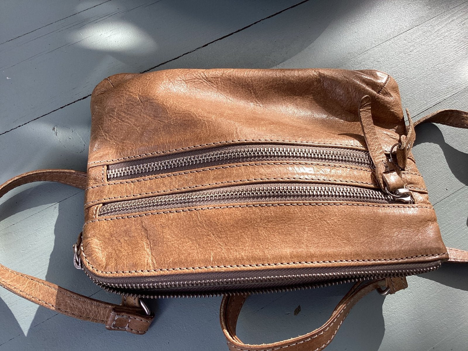 Cowboysbag schoudertasje leer bruin, Overige merken, Gebruikt, Bruin, Ophalen of Verzenden