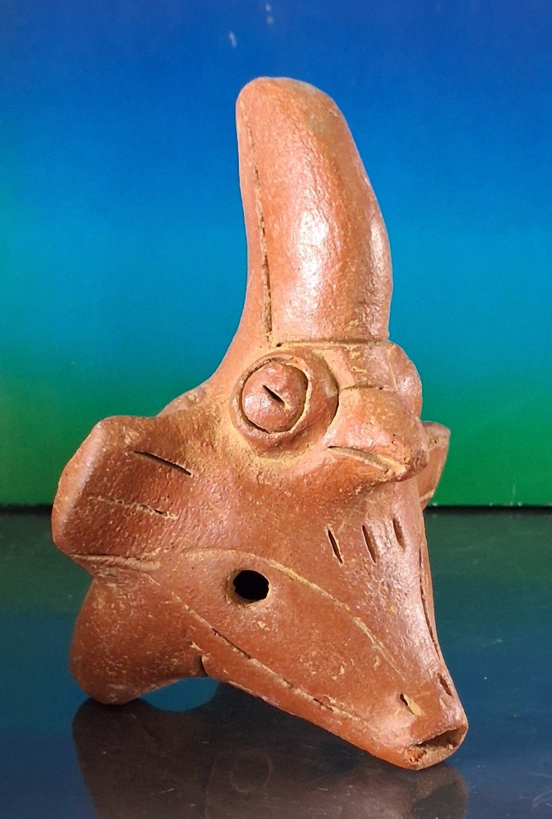 Terra-cotta fluit.  Vorm vogel.  Bolivia.  10 cm., Ophalen, Overige typen, Handgemaakt, Overige herkomsten