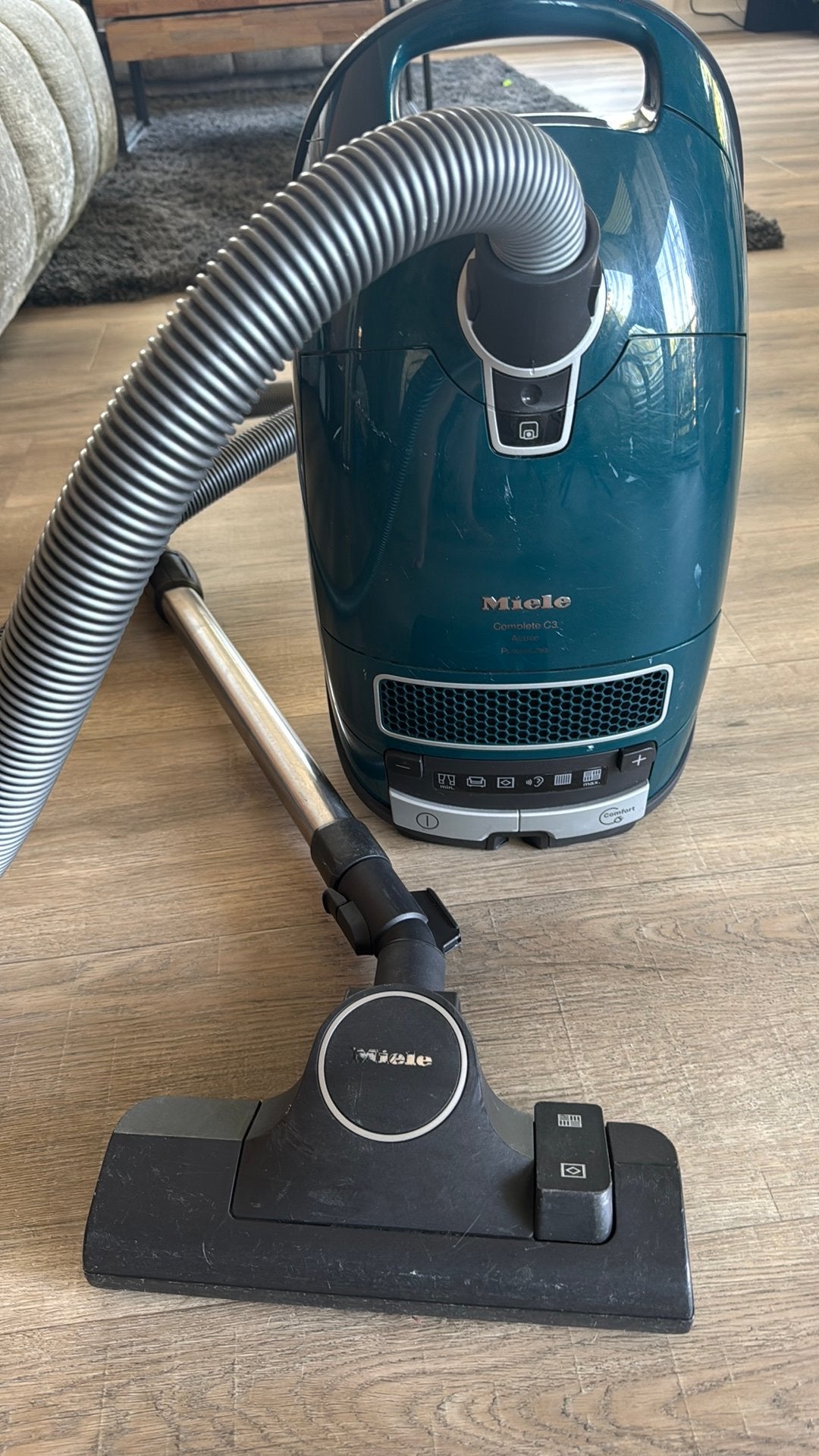 Miele Complete C3 Powerline active Petrol, Zo goed als nieuw, Miele, Sledestofzuiger, Stille werking