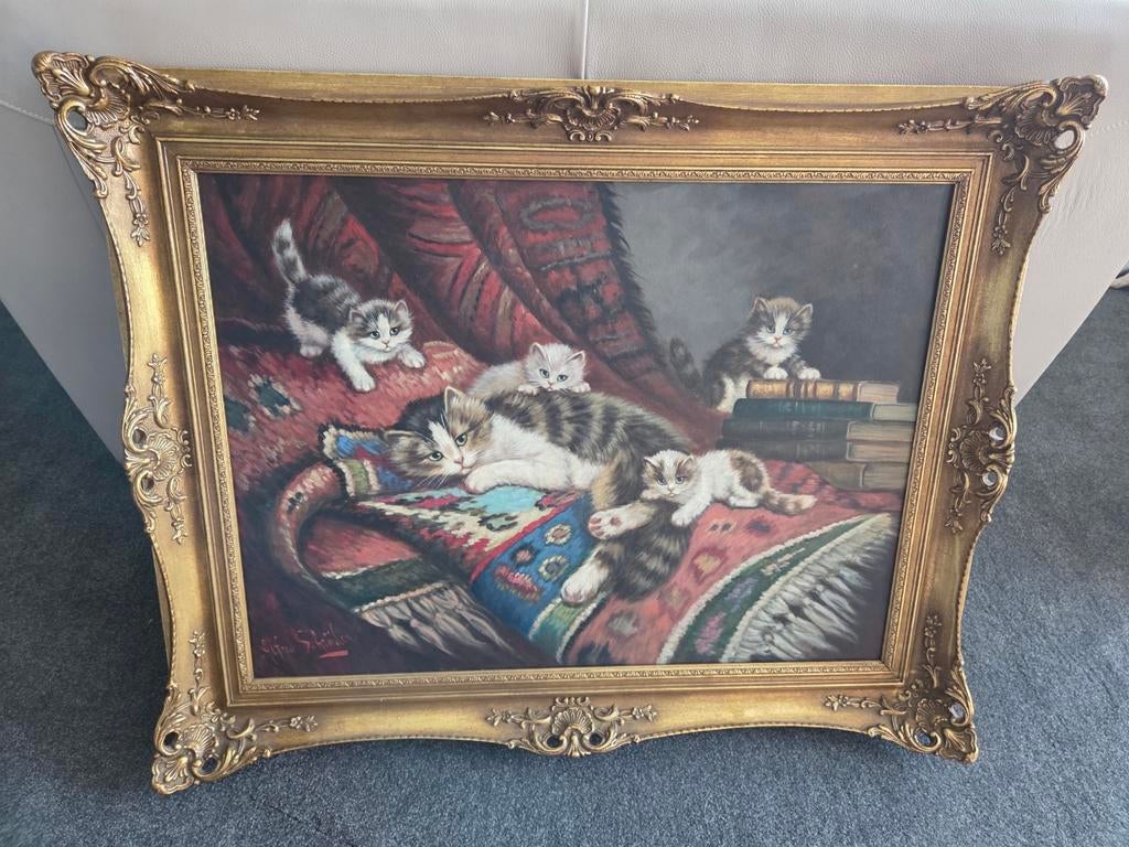 Alfred Schröder poezenschilderij, Antiek en Kunst, Ophalen of Verzenden