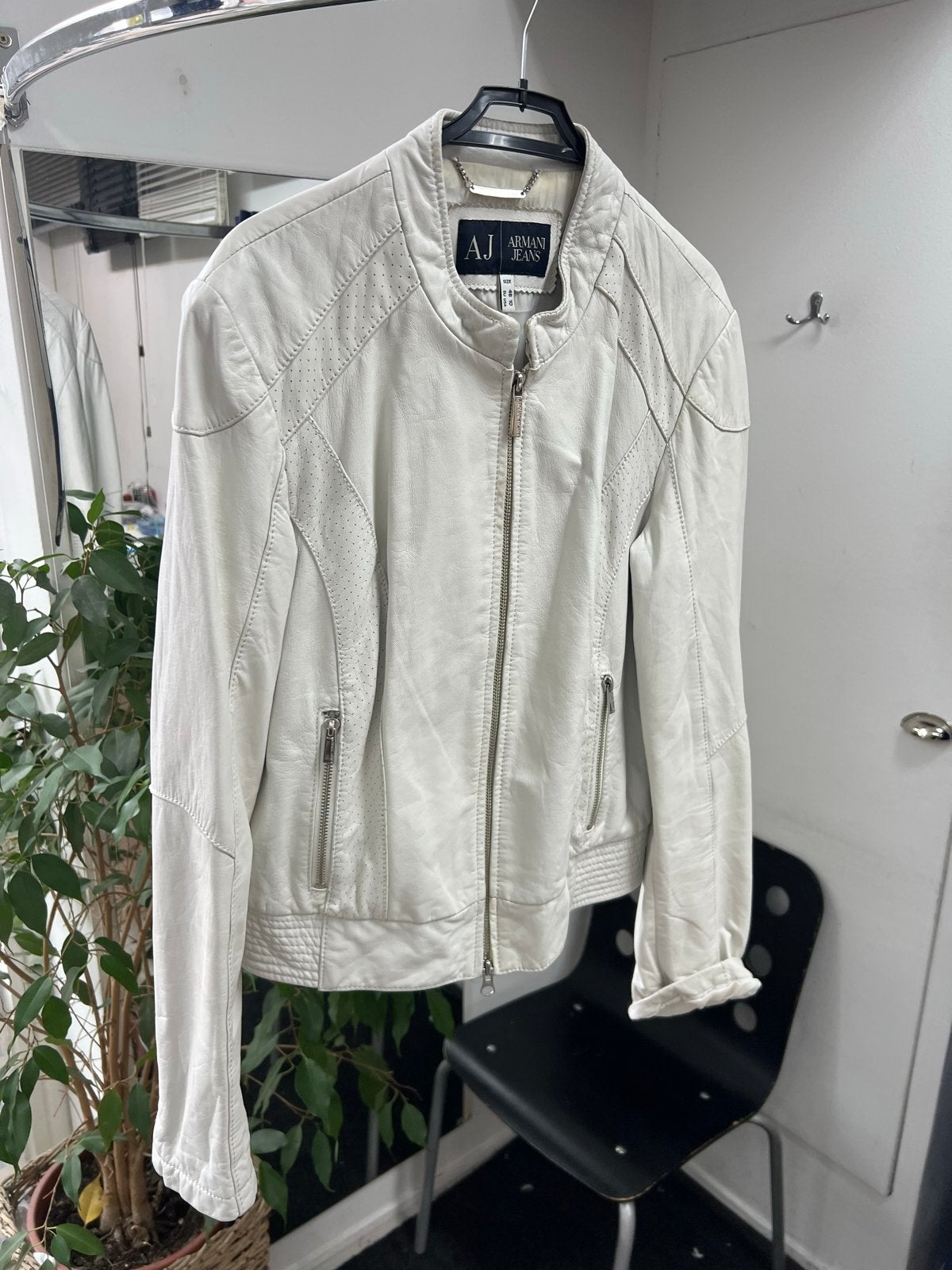 Armani Jeans dames leren jas - Maat 46, Ophalen of Verzenden, Gedragen, Maat 46/48 (XL) of groter, Wit