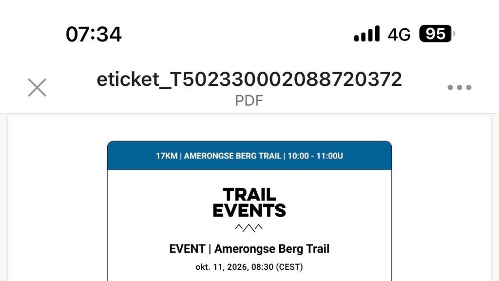 Ticket Trailrun Amerongse Berg - 11 oktober 2026, Ophalen of Verzenden, Nieuw, Overige typen, Overige merken