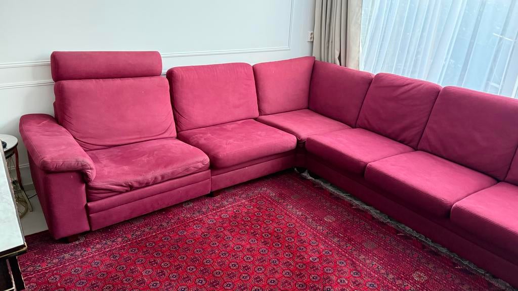 Ruime rode hoekbank - comfortabel en stijlvol, Huis en Inrichting, Ophalen, Gebruikt, Hoekbank, 300 cm of meer