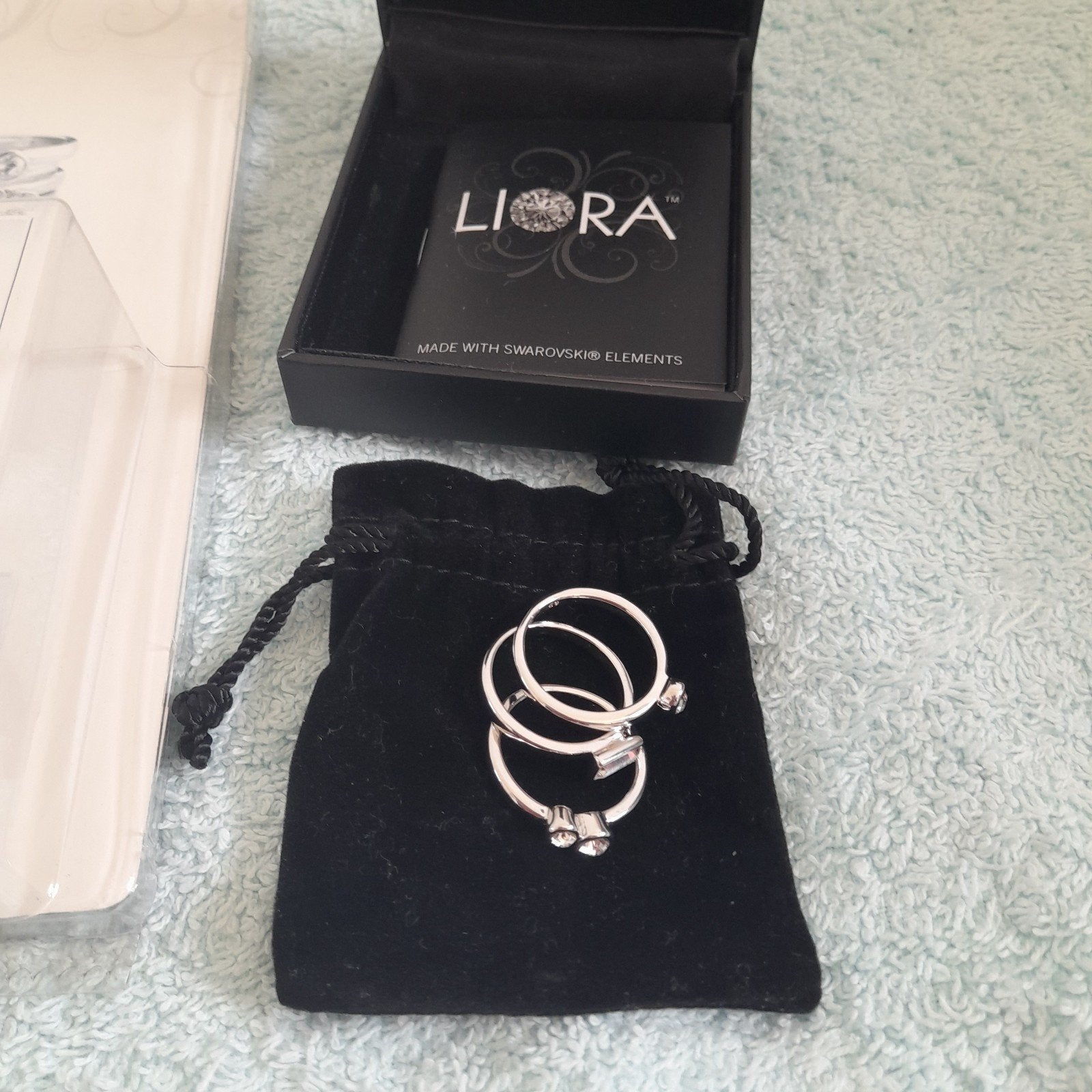 Liora set van 3 ringen maat L met Swarovski elements, Met kristal, 18 tot 19, IJzer of Staal, Nieuw