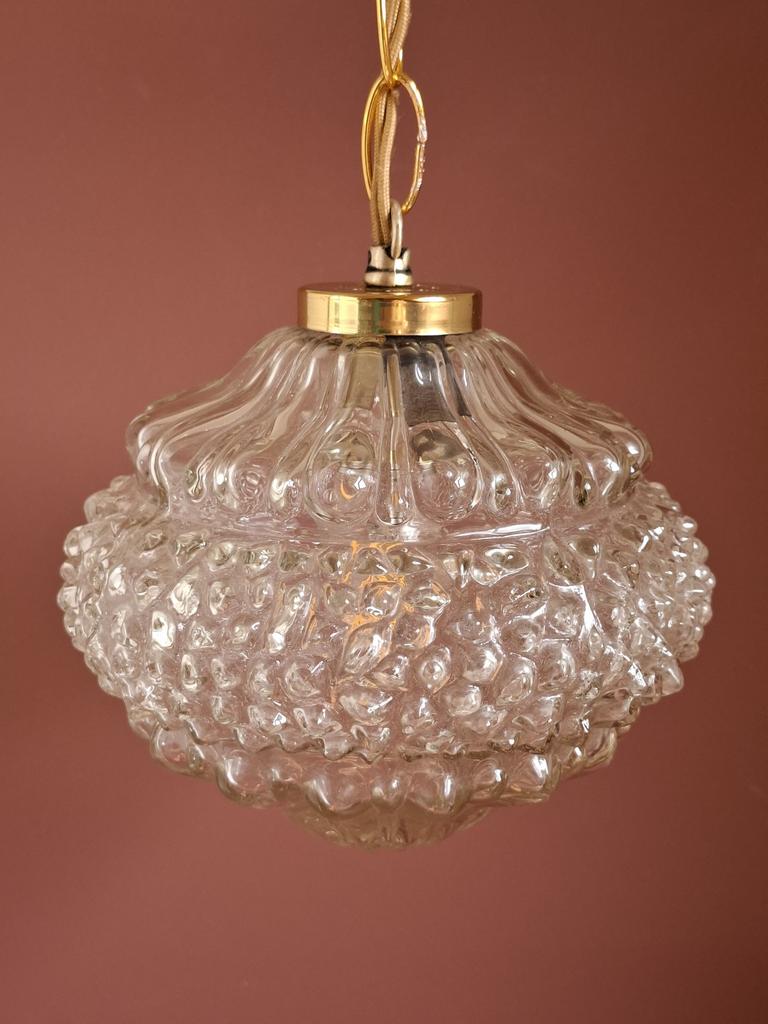 Vintage Hanglamp Bubbel Glas, Ophalen of Verzenden, Zo goed als nieuw, Glas