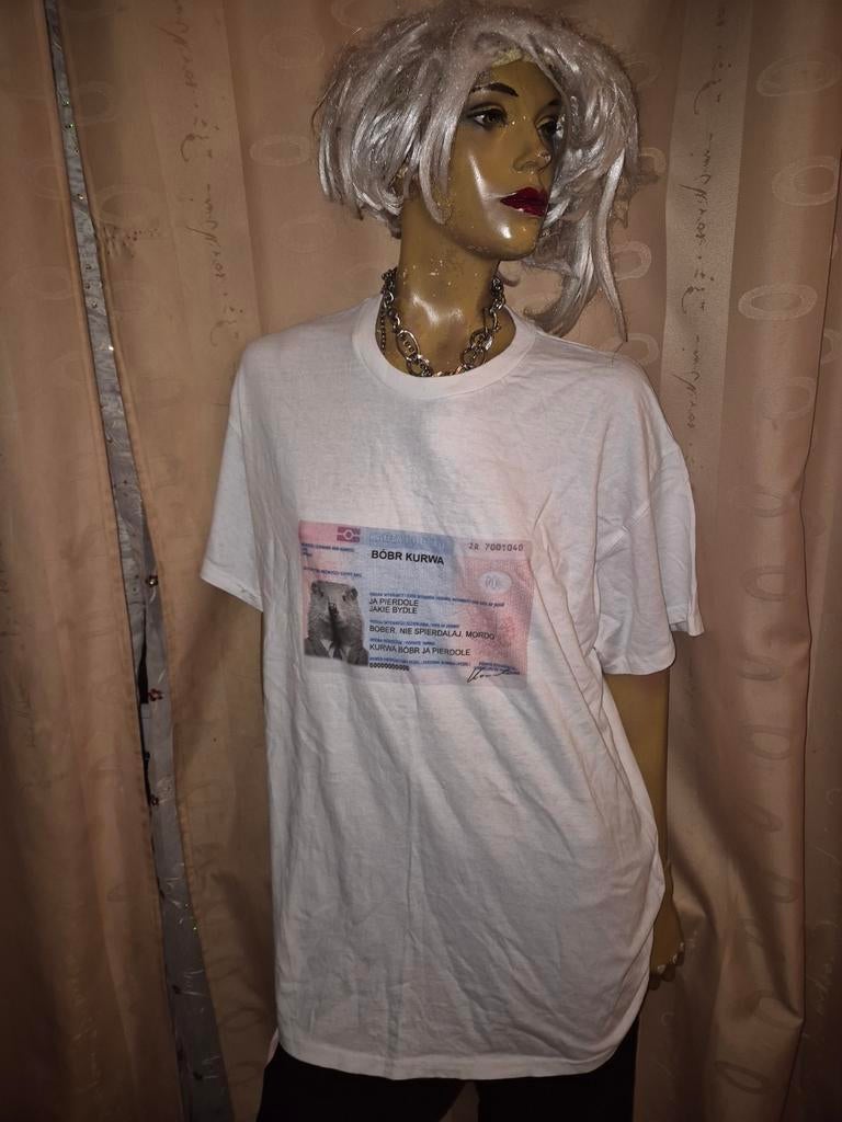 Wit T-shirt met unieke 'Bóbr Kurwa' print nieuwe XL, Wit, Maat 46/48 (XL) of groter, Nieuw, Ophalen of Verzenden
