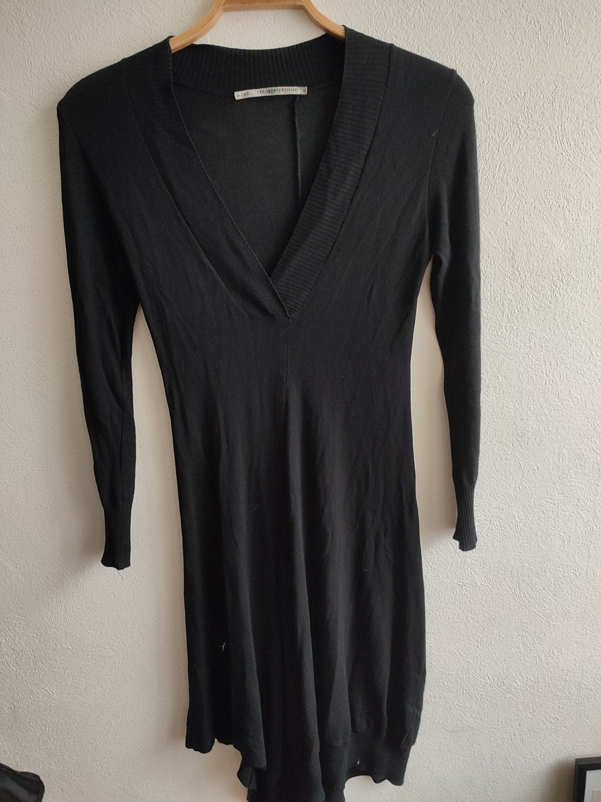 Zwarte Cora Kemperman jurk V-hals XS A symetrisch zwart, Zwart, Ophalen of Verzenden, Cora Kemperman, Maat 34 (XS) of kleiner