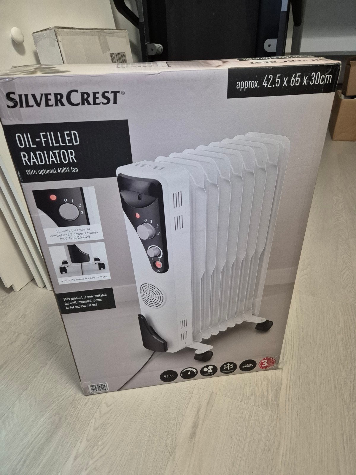 Silvercrest olie-radiator 2400 W met turbo ventilator, Doe-het-zelf en Verbouw, Verwarming en Radiatoren, Ophalen, Minder dan 60 cm