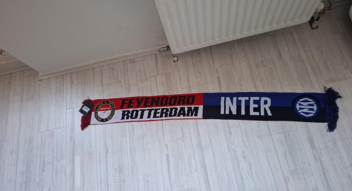 Feyenoord Inter Milaan sjaal, Ophalen of Verzenden, Zo goed als nieuw, Feyenoord, Vaantje of Sjaal
