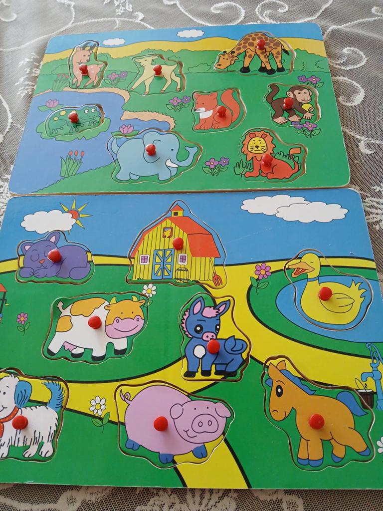 2 houten puzzels, Gebruikt, Ophalen of Verzenden, Van hout, Minder dan 10 stukjes