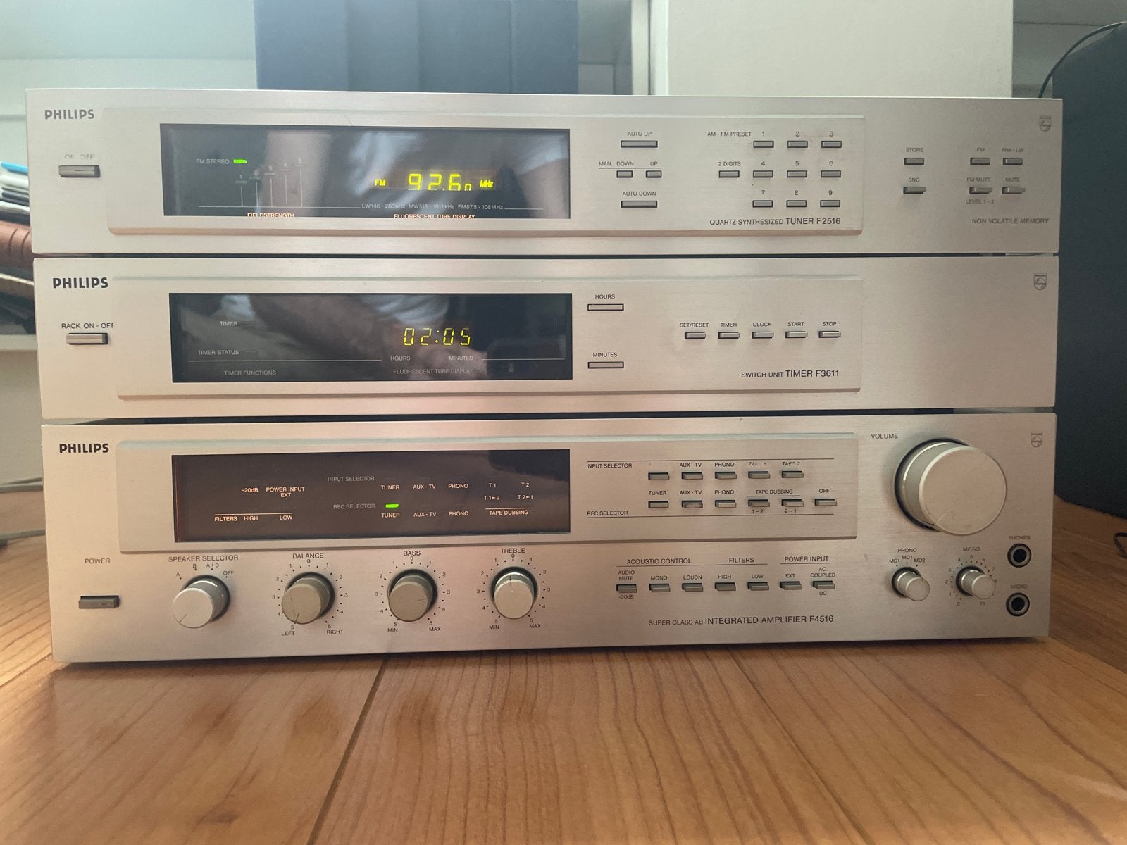 Philips F2516 Tuner, F3611 Timer, F4516 Versterker Set, Ophalen, Philips, Gebruikt, Tuner of Radio