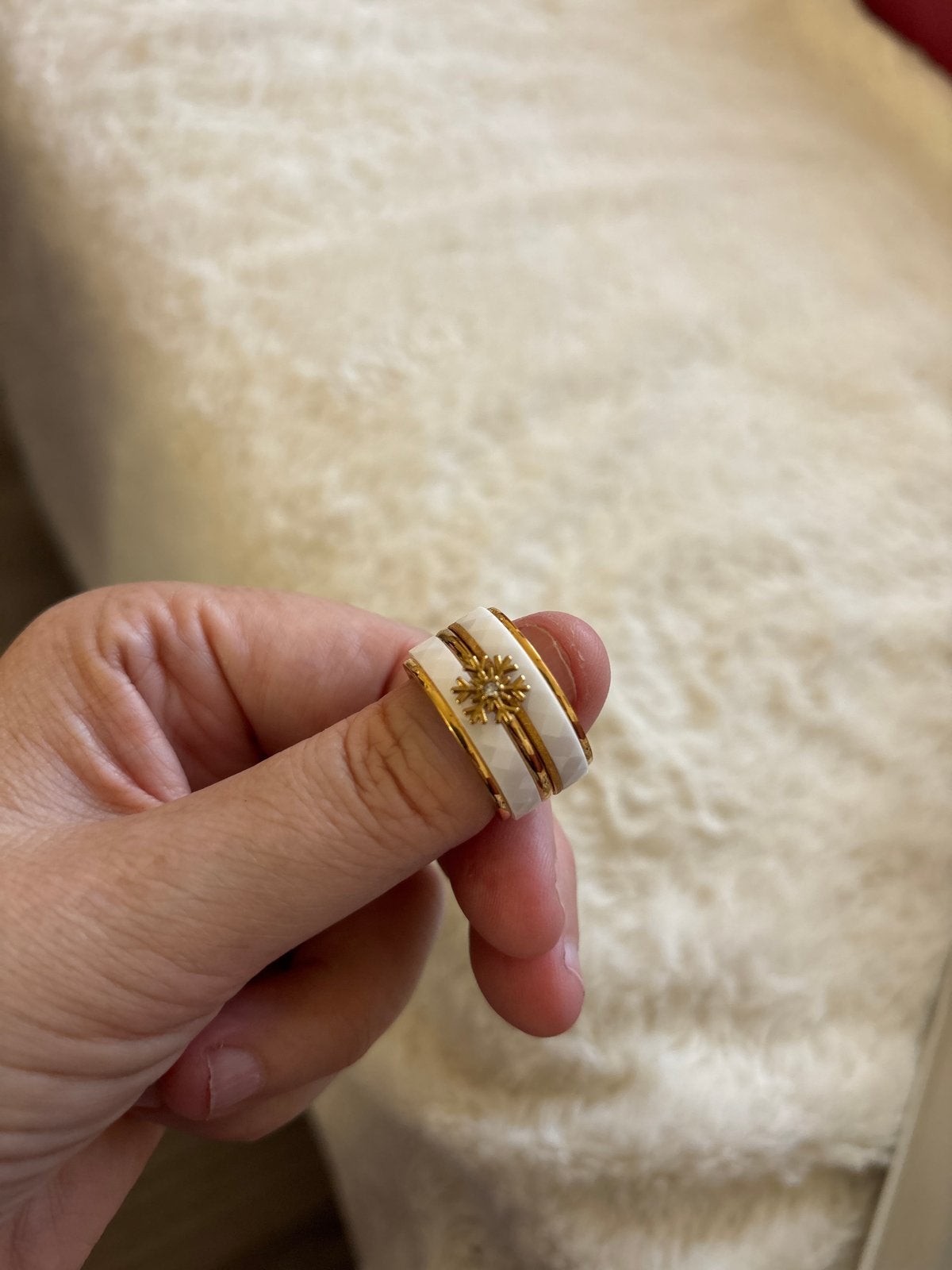 Ixxxi ring maat 20 met 2 witte vulringen en sneeuwvlok, Overige materialen, Gebruikt, 20 of groter, Wit