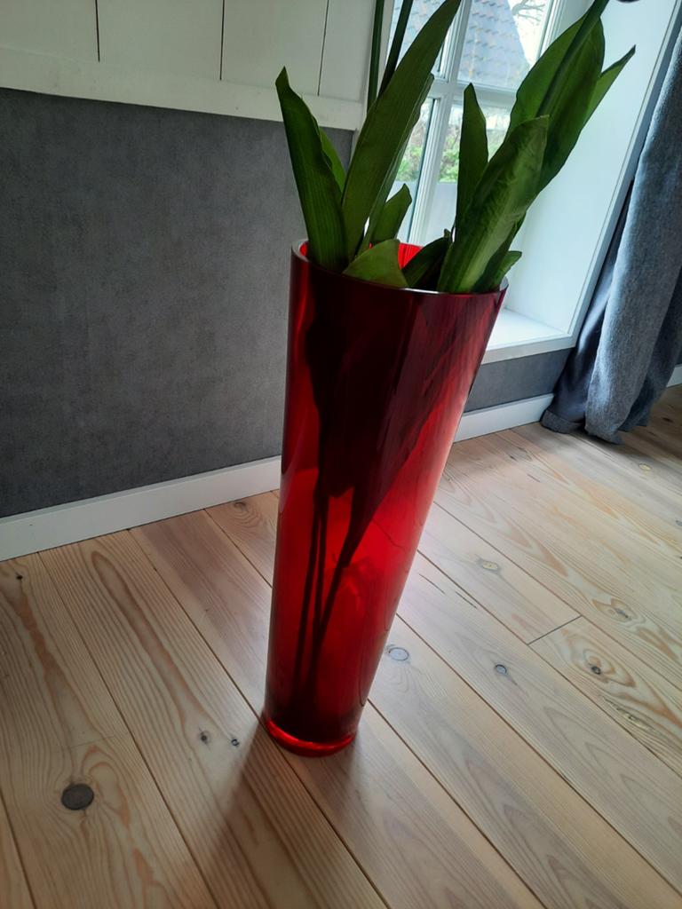 Rode vaas, Ophalen, Gebruikt, Glas, 75 cm of meer