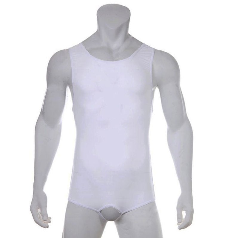 Heren witte open bodysuit, Verzenden, Wit, Overige typen
