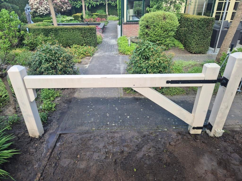 Houten tuinhek met poort, Tuin en Terras, Tuinhekken en Hekwerk, Ophalen, Met poort, Gebruikt, Tuinhek
