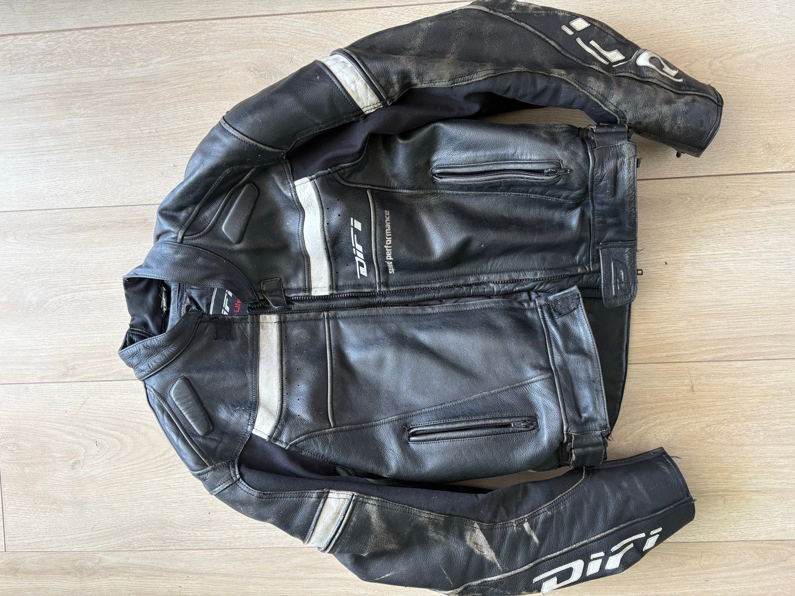 Difi leren motorpak maat 52 en 48 (jas en broek), Ophalen of Verzenden, Tweedehands, Heren, Combipak