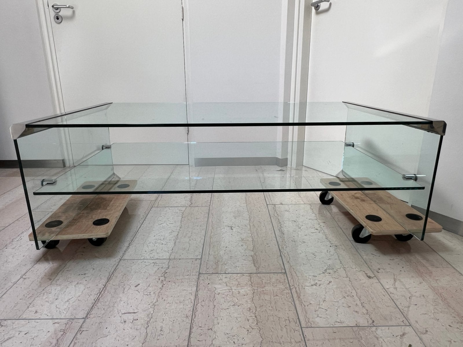 Glazen salontafel, Ophalen, Gebruikt, 100 tot 150 cm, 50 tot 100 cm