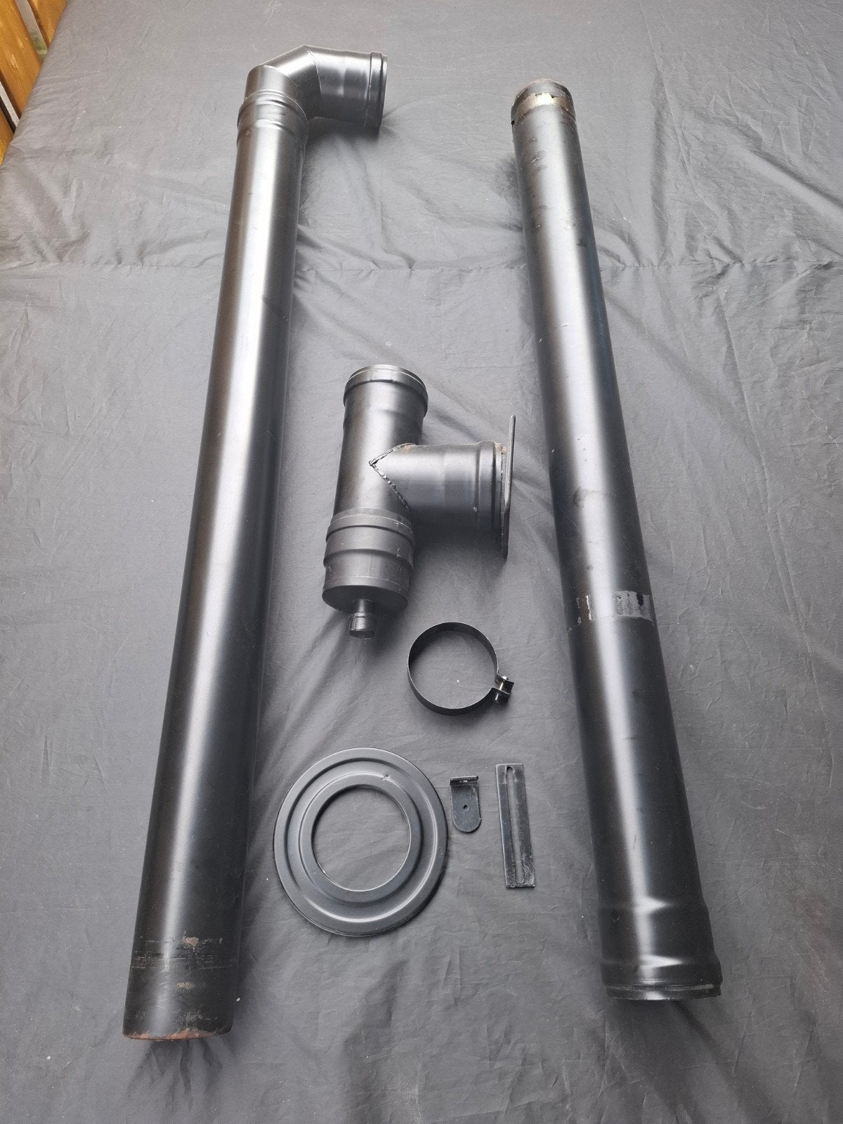 80 mm enkelwandige kachelpijp set voor geveldoorvoer, Ophalen, Gebruikt, Kachel, 60 tot 150 cm