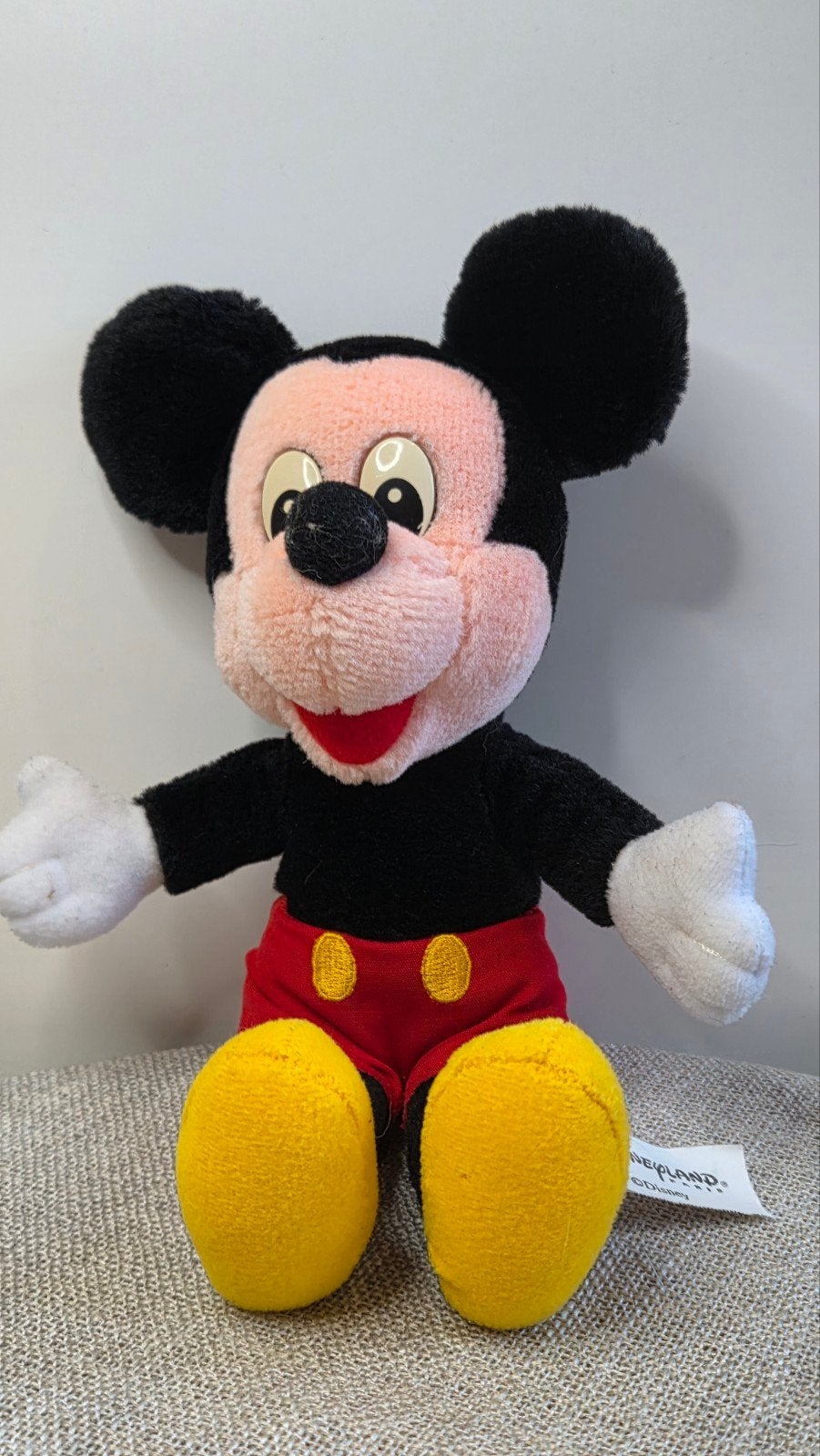 Vintage Disneyland Mickey Mouse Knuffel, Muis, Disney, Zwart, Ophalen of Verzenden