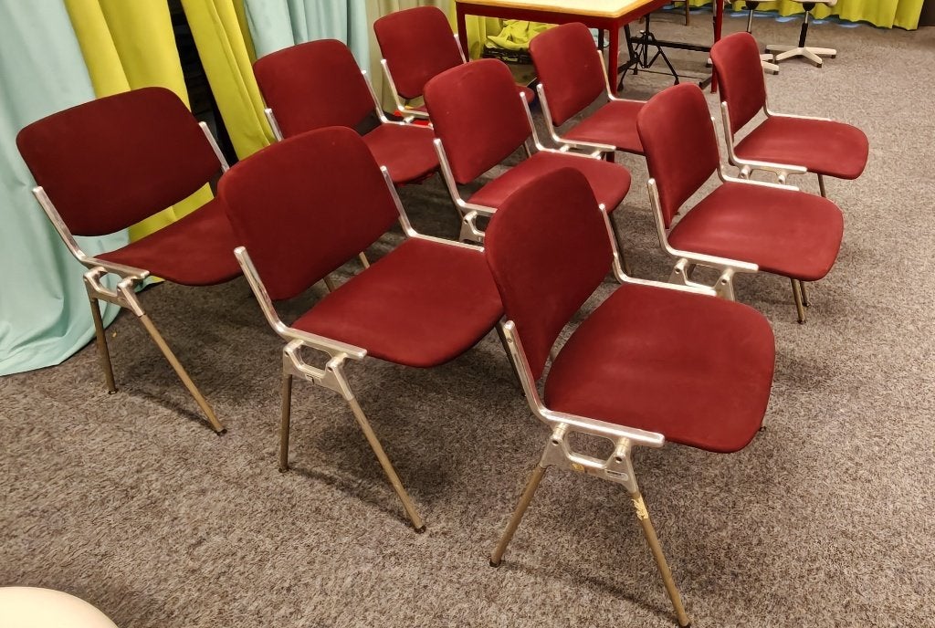Set van 8 stoelen Castelli DSC 106 Italiaans Design/Vintage, Huis en Inrichting, Ophalen, Gebruikt, Stof, Vijf, Zes of meer stoelen