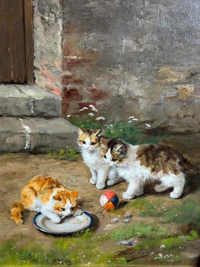Schilderij Alfred Arthur de Neuville Kittens, Antiek en Kunst, Ophalen
