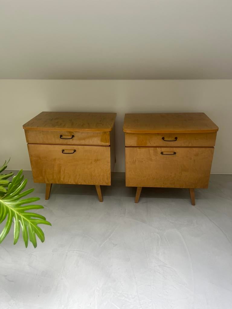 Nachtkastjes jaren 50, Huis en Inrichting, Ophalen, Zo goed als nieuw, Minder dan 45 cm