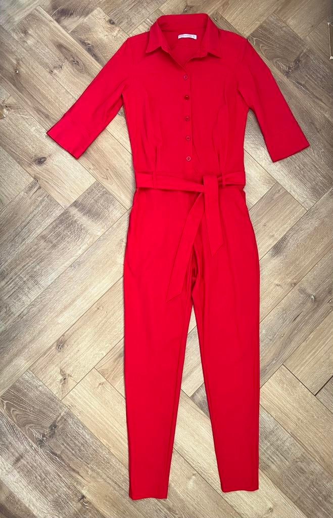 Studio anneloes angelique jumpsuit L rood travelstof, Kleding | Dames, Jumpsuits, Ophalen of Verzenden, Zo goed als nieuw, Rood