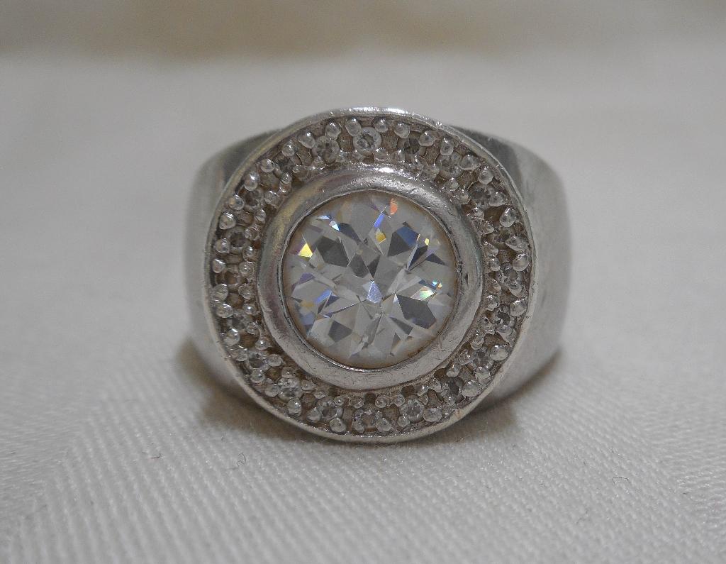 Zilveren Vendoux ring met stenen maat 16  nr.2053, Gebruikt, Verzenden, Kleiner dan 17, Dame