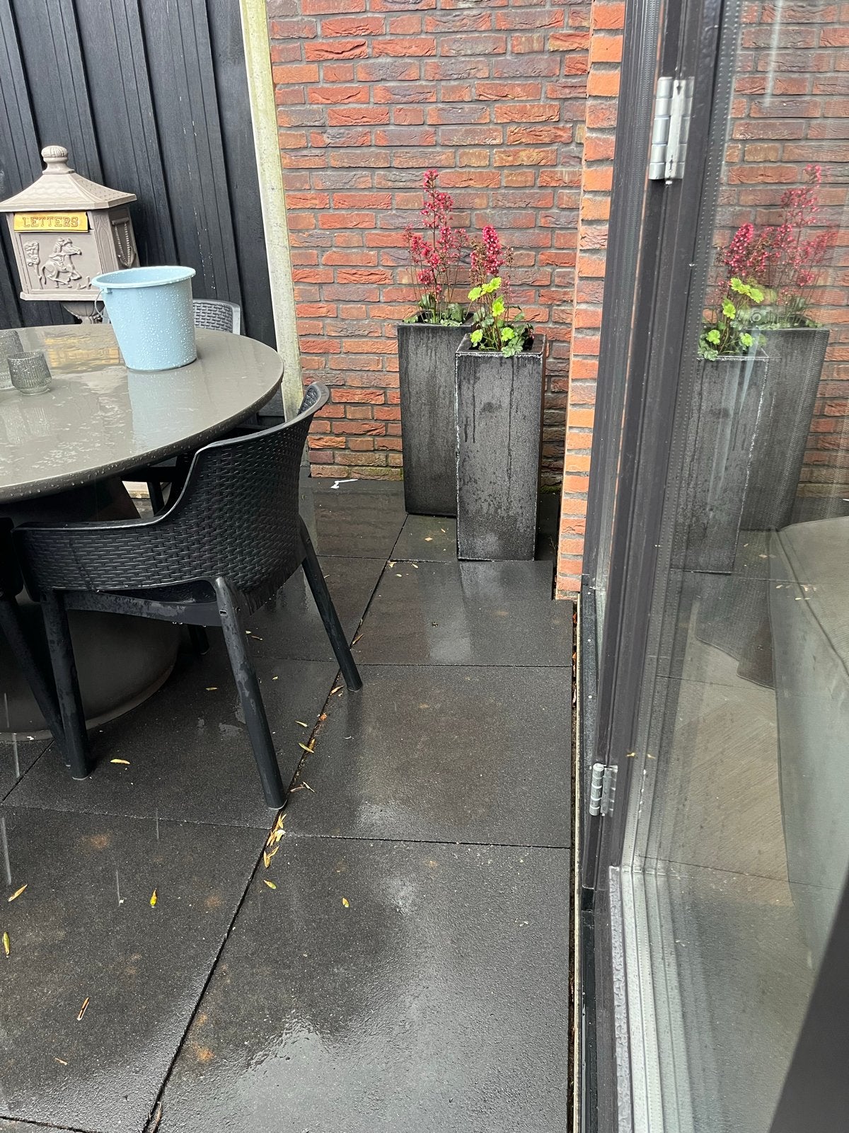 Betonnen terrastegels 60x60, donkergrijs, 29 m², Ophalen, Gebruikt, 10 m² of meer, Beton