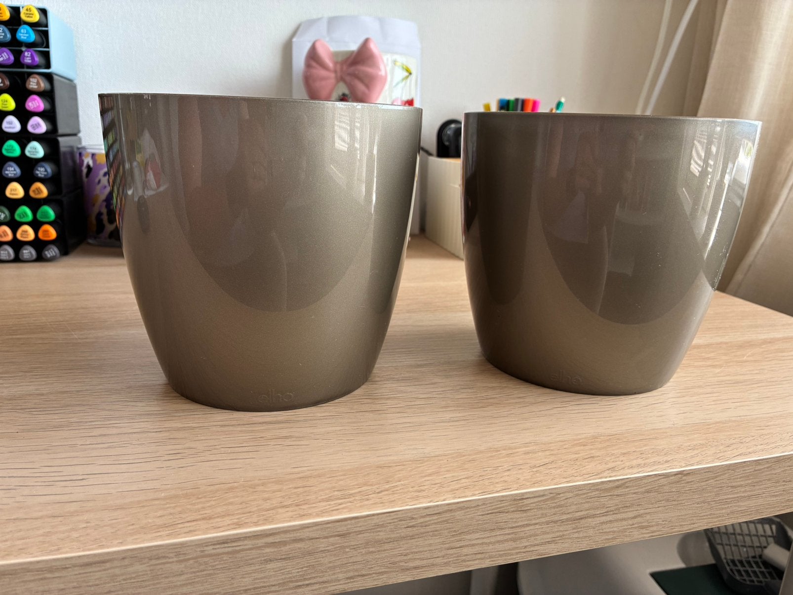 2x Elho brussels oyster pearl diameter 16cm, Ophalen, Kunststof, Gebruikt, Rond