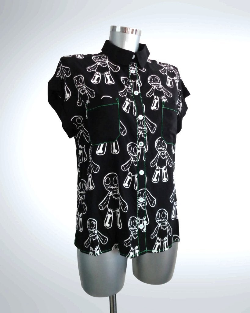 Hell Bunny Voodoo Doll Blouse Zwart, medium, nieuw, Maat 38/40 (M), Zwart, Nieuw, Ophalen of Verzenden