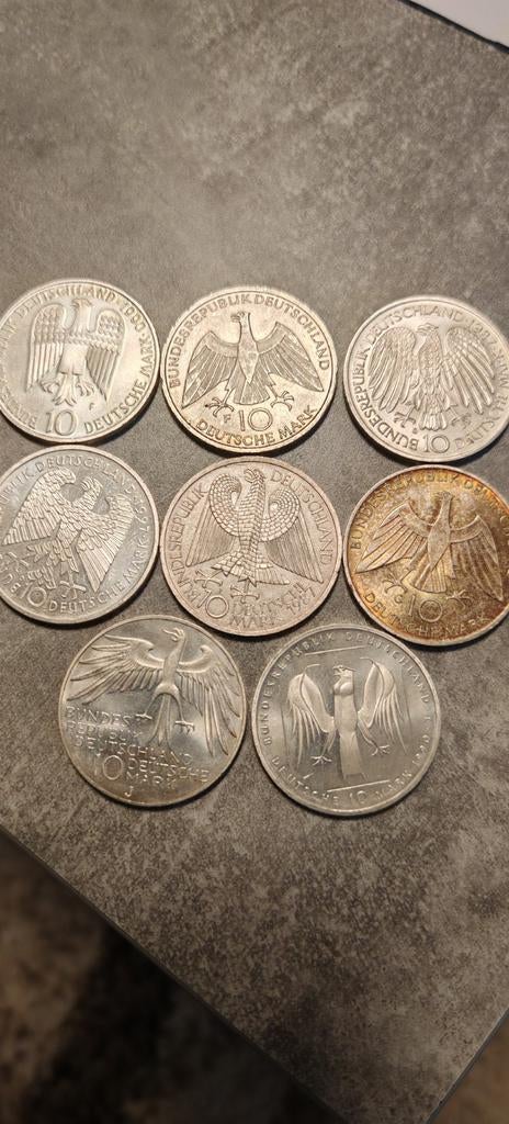 Germany, 8X10 Deutschemark 1972-1990,UNC Zilver munten, Ophalen of Verzenden, Duitsland, Setje, Zilver