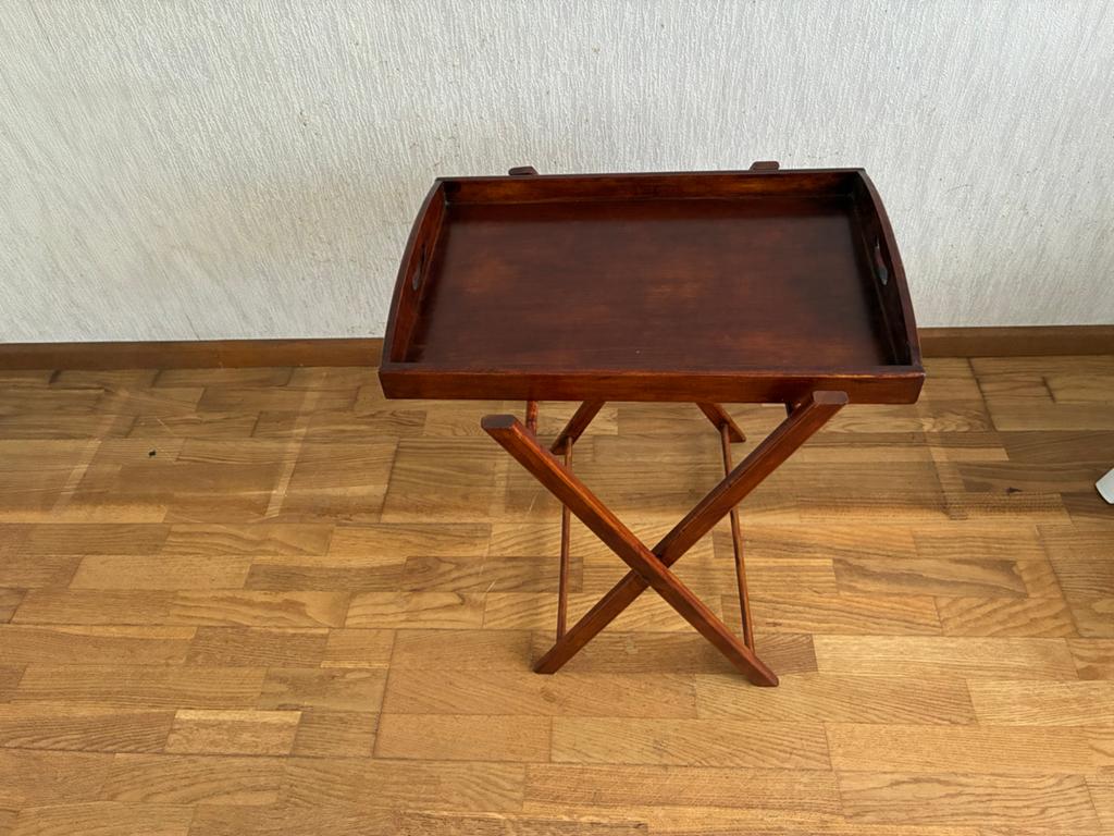 Houten dienbladtafel - inklapbaar, butler tray, Gebruikt, 55 tot 75 cm, Rechthoekig, Hout