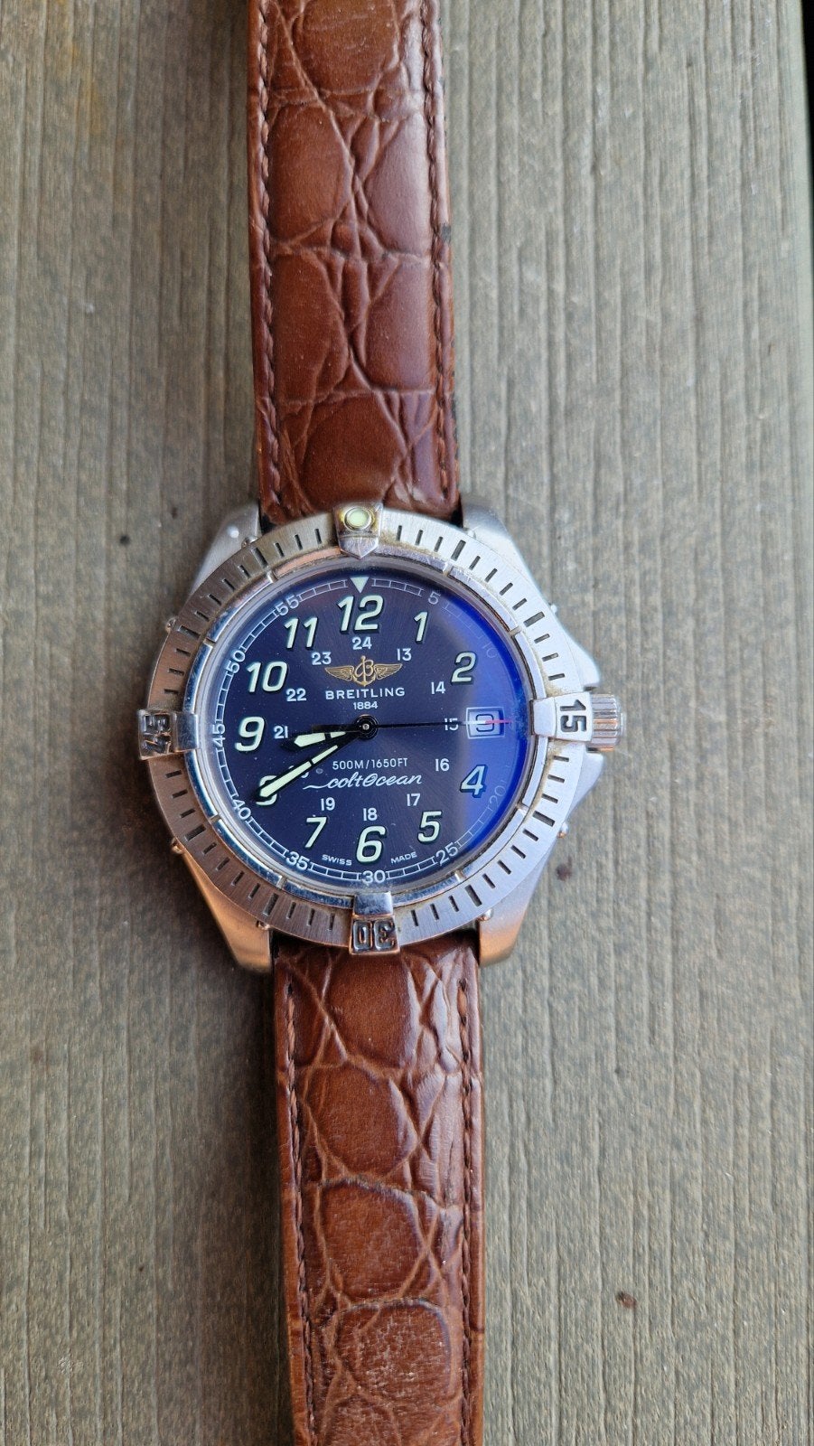 Breitling Colt Ocean A64350 Herenhorloge - Zo goed als nieuw, Leer, Staal, Breitling, Polshorloge