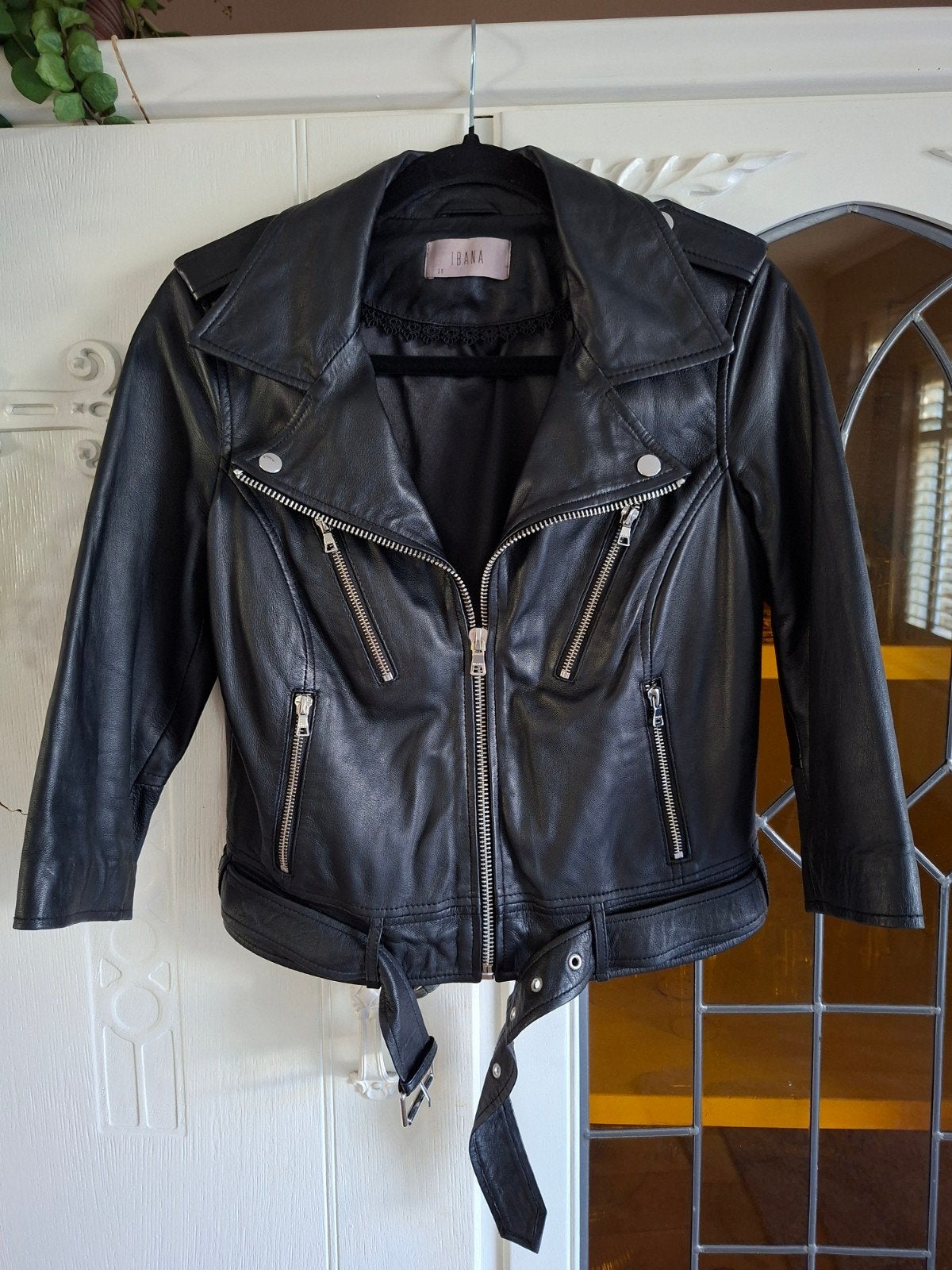 IBANA Kate Moss leren bikerjack m.38 3/4 mouw NIEUW, Ophalen of Verzenden, Nieuw, Maat 38/40 (M), Zwart
