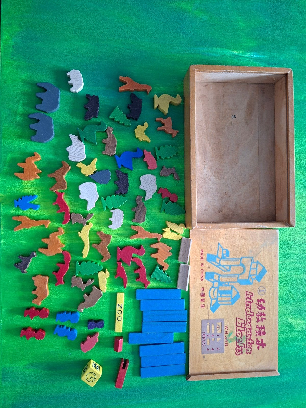 Vintage houten speelgoed: Dieren en blokken set, Kinderen en Baby's, Ophalen of Verzenden, Gebruikt, Overige typen