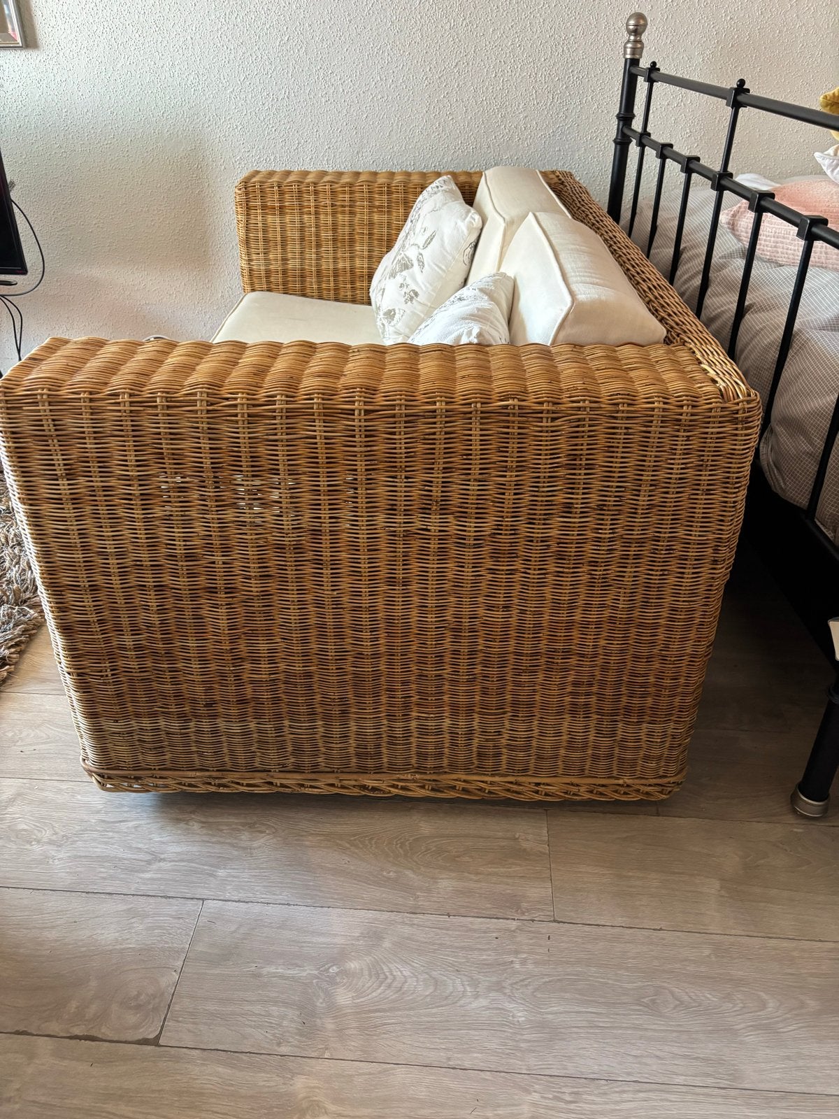 Rotan bankje 2-zits, ook voor buiten onder afdak, Ophalen, Gebruikt, 150 tot 200 cm, Tweepersoons