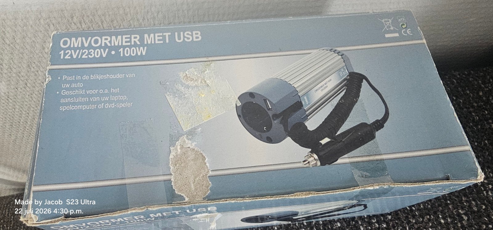 Omvormer met USB 12V/230V 100W voor auto, Auto diversen, Auto-accessoires, Ophalen