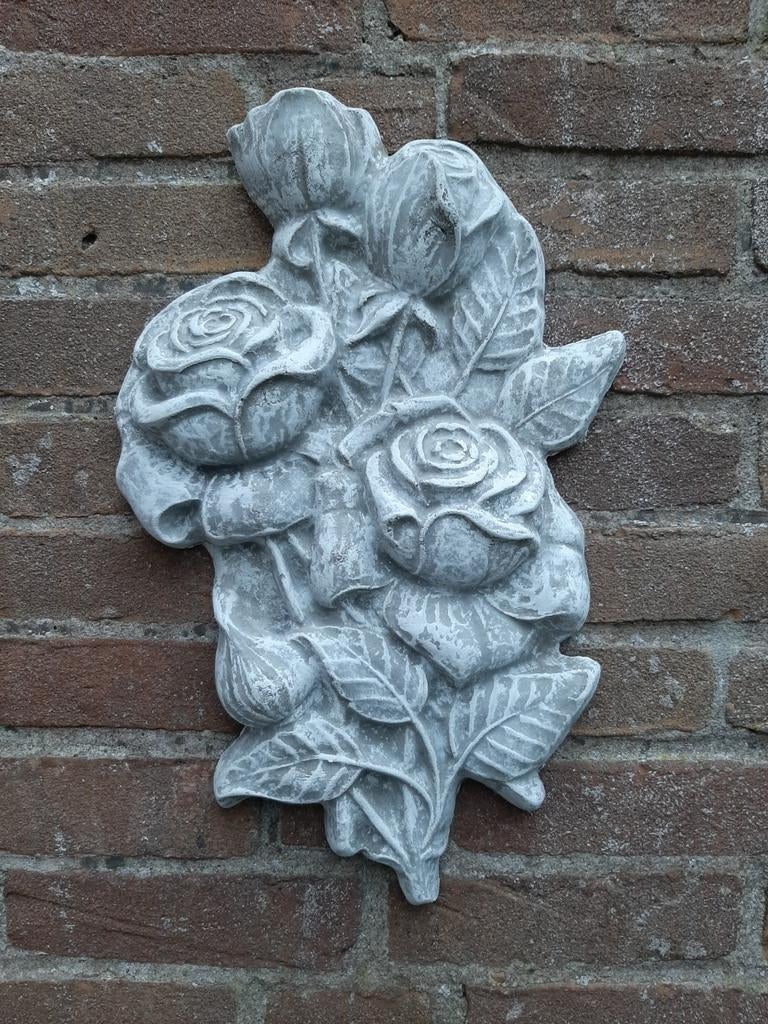 Rozen wanddecoratie betonnen beeld tuinbeeld beton, Ophalen of Verzenden