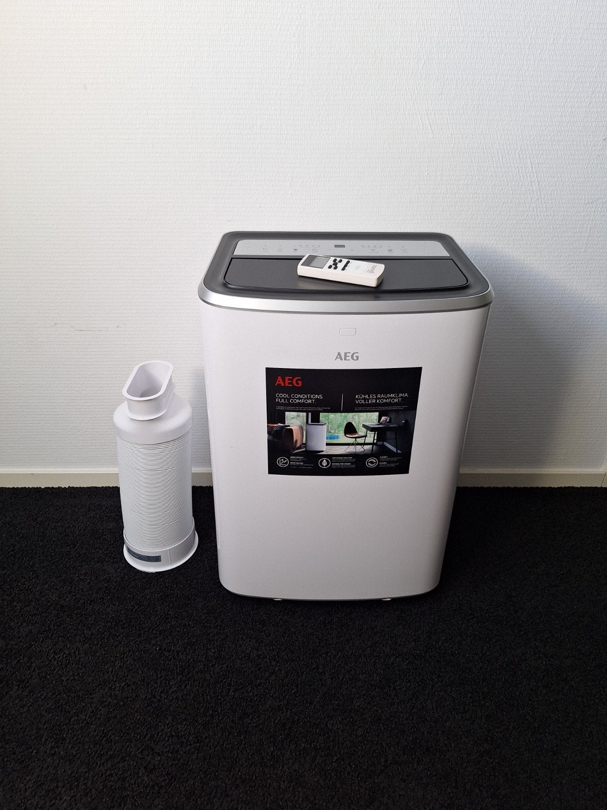 AEG Mobiele Airco met Afstandsbediening en Flexibele Buis, Ophalen, Minder dan 60 m³, 3 snelheden of meer, Zo goed als nieuw