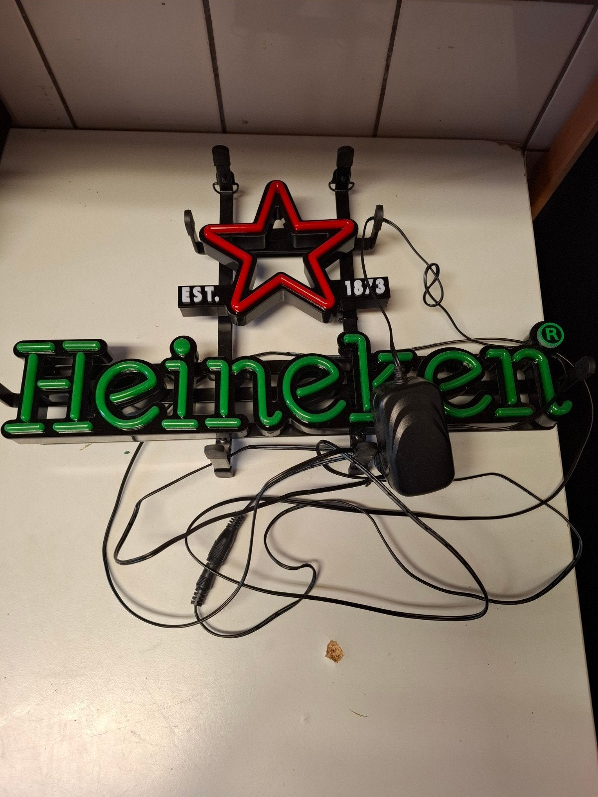 Heineken neon lichtreclame - EST. 1873 - mancave/bar, Ophalen, Gebruikt