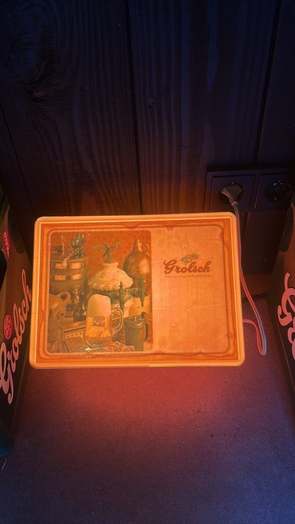 Zeldzame Grolsch lamp, Ophalen, Gebruikt, Reclamebord, Plaat of Schild, Grolsch